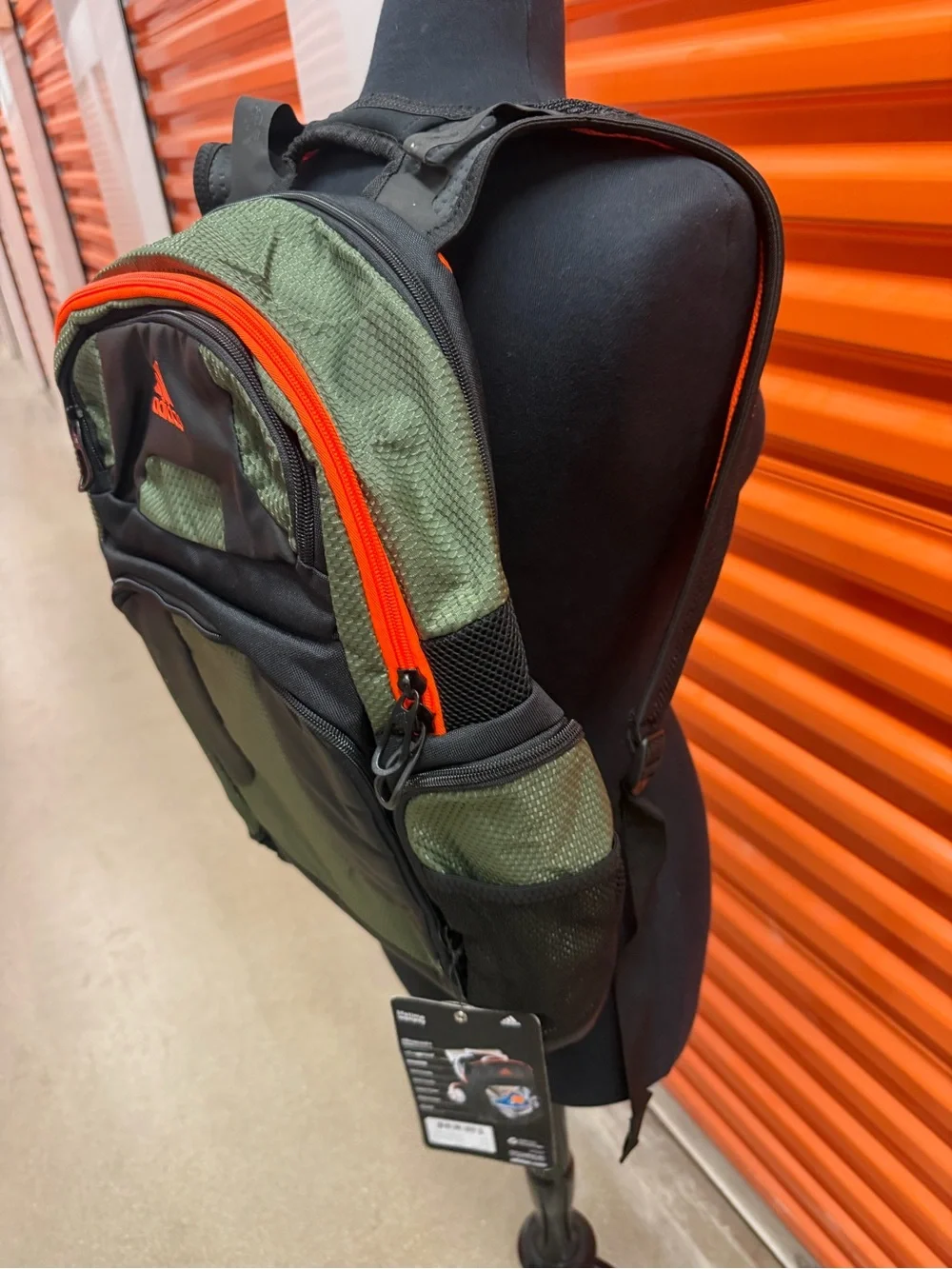 NWT Adidas Men's Climaproof Strenght Green/Black Athletic Backpack with Orange